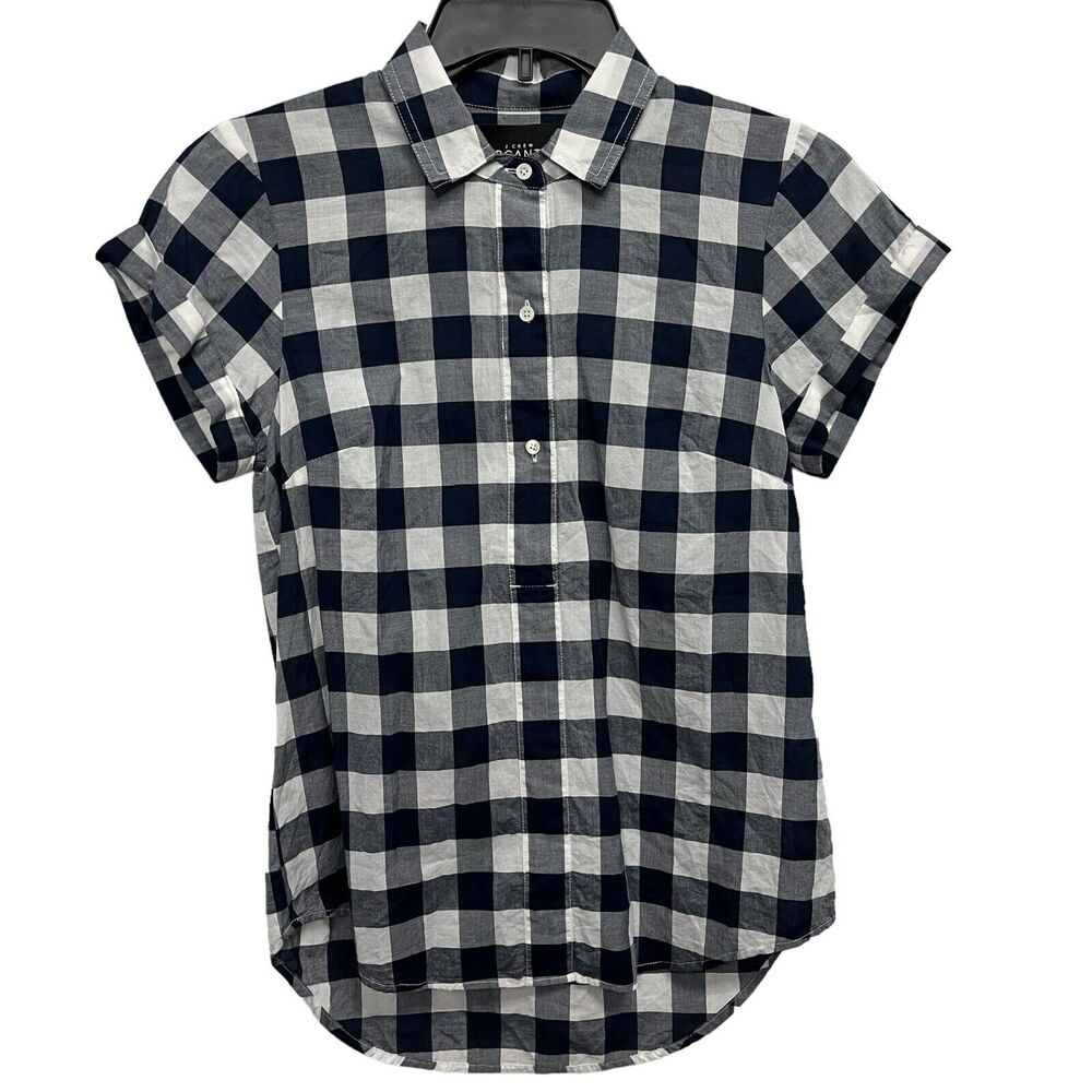 J. Crew Women's XS‎ Tops Merchatile Gingham Plaid Popover Short Sleeve Cowgirl